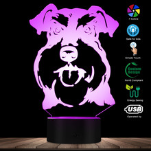 Ночной светильник Schnauzer для собак и пород, настольная лампа с 3D оптической иллюзией, животные, чиред, собака, порода, сонсветильник, светильник освещение 2024 - купить недорого