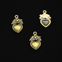 Pingentes antigos de bronze banhados a coração flor, pingentes para fazer joias artesanais faça você mesmo 15mm, 135 peças 2024 - compre barato