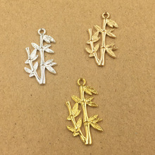 SEA MEW 100 PCS 29*15mm Metal Alloy KC Gold/Gold/Silver color Bamboo Leaf Pendant Connectors Charm For Jewelry Making 2024 - buy cheap