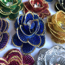 20Pcs 3d Small Flower Sequin Patches embroidery Applique Crystal Sewing For Clothing Dress Accessories Diy Gold Blue Black Patch 2024 - buy cheap