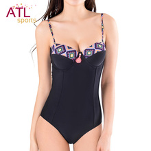 2018 Black Retro Bathing Suit one-piece Swimsuit Solid Women Swimwear Female Sexy Summer Beach Wear Push Up One-piece Suits 2024 - buy cheap