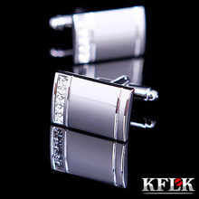 KFLK de lujo 2020 nueva camisa caliente Gemelos de plata para hombres regalos de marca botones de brazalete de cristal gemelos joyería de alta calidad 2024 - compra barato