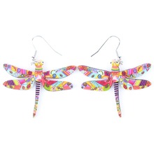 Bonsny Drop Dragonfly Earrings Acrylic Long Brand Cartoon Cute New 2015 Bijoux Pattern Jewelry Girls Women Earrings Accessories 2024 - buy cheap