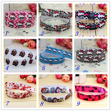 5/8'' Free shipping Fold Elastic FOE monster blood skull printed headband headwear hairband diy decoration wholesale OEM S50 2024 - buy cheap