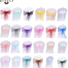 BIT.FLY 50Pcs Wedding Organza Chair Sashes Bow Knot Cover Chair Decorations For Wedding Party Banquet Event Decor Free Shipping 2024 - buy cheap
