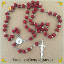 Wholesale free shipping perfume rose scented rosary necklace,7mm red bead rosary wooden bead rosary necklace special offer 2024 - buy cheap