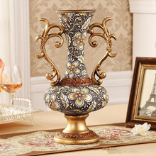 Vaso de resina europeu de luxo palácio, artesanato para casa, estatuetas de sala de estar, acessórios de decoração, arte retrô, desktop, ornamentos de vaso de flores 2024 - compre barato