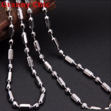 Granny Chic High Quality 1.5/2/2.4/3/3.2mm Stainless Steel 1:1 Silver color Hexagon Ball Link Chain Rolo Necklace Chain 18"-40" 2024 - buy cheap