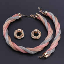 OEOEOS Dubai African Jewelry Set Rose Gold Silver Color Nigerian Wedding Jewelry Set For Women Ethiopian Indian Jewellery 2024 - buy cheap