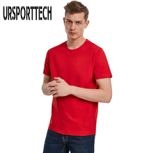 Ursporttech marca dos homens t camisa verão 100% algodão cor pura em torno do decote de manga curta tshirt masculino 5xl moda t camisa homme 2024 - compre barato