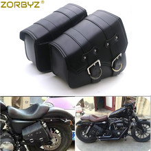 Zorbyz bolsa alforge preta, bolsa de couro artificial para bagagem, bolsa lateral para harley sportster xl 883 1200 2024 - compre barato