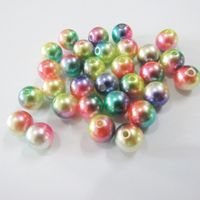 Cuentas de perlas acrílicas coloridas de arcoíris para fabricación de joyas para niños, bricolaje, 6mm/8mm/10mm/12mm 2024 - compra barato