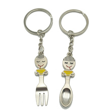 Hot Creative Western Food Knife and Fork Couple Key Chain Metal Chain Pendant Valentine's Day Advertising Promotional Key Ring 2024 - buy cheap
