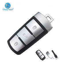 OkeyTech 3 Button Smart Remote Key with Emergency Insert Blade Car Key Shell Cover Case Fob for VW Volkswagen CC Passat Magotan 2024 - buy cheap