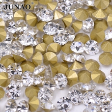 Junao SS12 claro cristales pointback Diamantes con piedras falsas strass cristal punto Piedras para la joyería vestido de boda artesanía 2024 - compra barato