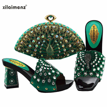 2019 Latest Teal Color African Shoes With Matching Bags For Wedding Italian Summer Style Women Wedding Shoes And Handbag Set 2024 - buy cheap