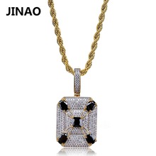 Hip Hop Micro Paved CZ Square Pendant Necklace Iced Out Cubic Zircon  Gold Silver Plated Jewelry Men's Jewelry For Gift 2024 - buy cheap