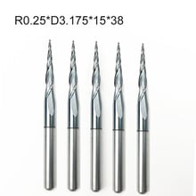 5pcs R0.25 x3.175 1/8" shank 2 flutes Tungsten solid carbide Coated tapered ball nose End Mills 2024 - buy cheap