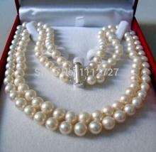 Collar de perlas blancas de mar akoya, 2 filas de 8-9mm, 17-18 ", hecho de piedra natural, hecho a mano, ye2091, precio al por mayor 2024 - compra barato