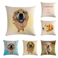 45cm*45cm  dog of golden retriever head painting linen/cotton throw pillow covers couch cushion cover home decorative pillows 2024 - buy cheap