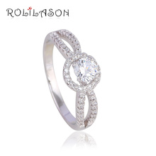 ROLILASON glamorous  silver color white crystal zircon ring fashion anniversary gift for womenJR2094 2024 - buy cheap