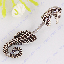 Piercing belly bar Hippocampus Navel ring jewelry fashion Woman belly button ring Retail 14G 316L surgical steel bar Nickel-free 2024 - buy cheap