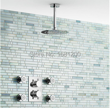 8" Ceiling Mounted Round Thermostatic Shower Sets Ultra Thin Stainless Steel Shower Head With 4-Massage body Jets 2024 - buy cheap