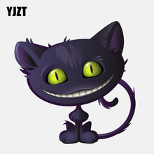 YJZT 12,7 см * 12,8 см милый улыбающийся Чеширский кот значок ПВХ высокого качества стикер автомобиля 11-01092 2024 - купить недорого