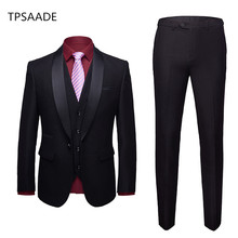 Man Suit 3 Piece Set Business Groom Bridal Gowns Men Blazer Jacket + Vest + Pants 2024 - buy cheap
