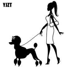 YJZT 11.9CM*14CM Pretty Woman Walking Dog Fashion Car Vinyl Decal Stickers  Black/Silver C10-00270 2024 - buy cheap