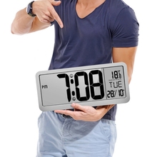 Relógio de parede digital alimentado por bateria, com 2 configurações de alarme, relógio de parede digital com tela lcd grande 2024 - compre barato