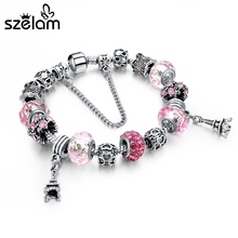 Szelam Pulseiras Femininas Silver Plated Jewelry Femme Bracelet DIY Crystal Beads Charm Bracelets Bangles SBR150273 2024 - buy cheap