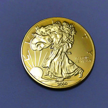 5 Pcs The Freedom 2000 coin 1 OZ  24K real gold plated badge USA eagle 40 mm souvenir coin 2024 - buy cheap