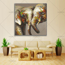 Unframed 100% Hand painted Abstract Elephant Oil Painting Decorative Picture Living Room Decor Couple Pictures 2024 - buy cheap