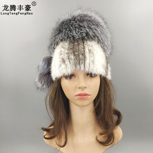 Women hat mink fur Hat Winter knitted hat women silver fox fur caps female Russian warm beanies hat 2018 brand women's fur cap 2024 - buy cheap