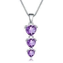 Женское ожерелье из серебра 925 пробы, с натуральным фиолетовым аметистом 2024 - купить недорого