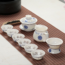 Сине-белый изысканный керамический чайник чайная чашка фарфоровый китайский чайный набор кунг-фу посуда для напитков 2024 - купить недорого