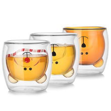 Copo de chá xicara 3d de desenhos animados, xícara de chá de urso de isolamento, copo de vidro duplo de parede anti escaldante, taza, anime, strass 2024 - compre barato