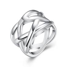 Кольцо на палец в форме сетки серебряного цвета, модные украшения для мужчин и женщин, размер 6-10 # 2024 - купить недорого