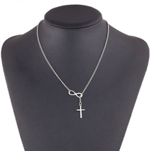 ERLUER Fashion Jewelry Chain Necklace Silver Color Choker Cross infinity Pendant Charm Necklaces For Women Girls Maxi Colar 2024 - buy cheap