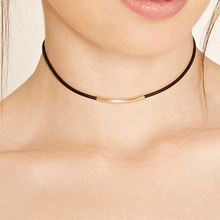 Simple Alloy Tube Black Leather Choker Necklaces for Women Fashion Jewelry Punk Thin Gothic Statement Necklace 2024 - buy cheap