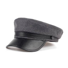2017 top selling fashion woolen beret cap for women men navy hat with leather vosor outdoor travel hats women winter warm caps 2024 - buy cheap