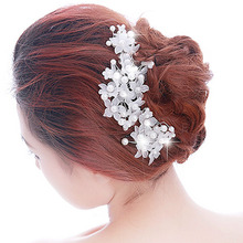 1PC Wedding Bridal Hairpins White Flower Faux Pearl Crystal Bridesmaid Handmade Headwear Hair Clip Jewelry Wholesale 2024 - buy cheap