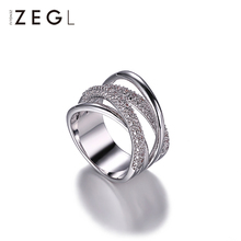 ZEGL female ring three ring index finger ring female romantic temperament zircon ring jewelry index finger ring female jewelry 2024 - buy cheap