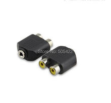 High Quality 2 RCA Female to 3.5mm Female Jack Y Splitter Audio Cable Adapter Connector 2000pcs/lot 2024 - buy cheap
