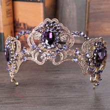 Luxury Purple Bridal Crowns Handmade Tiara Bride Headband Crystal Wedding Queen Crown Wedding Hair Accessories 2024 - buy cheap