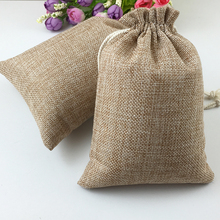 Bolsas de yute de arpillera Natural, bolsa de regalo de recuerdo de fiesta de boda, con cordón, embalaje de viaje, 60 uds. 2024 - compra barato