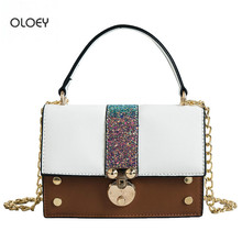 OLOEY New wave women's handbags Fashion super fire chain shoulder messenger bag Sequin stitching horizontal square bag 2024 - buy cheap