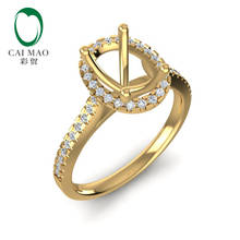 Caimao 0.21ct натуральное полное покрытие 6x8 мм овальная огранка 14k желтое золото бриллиантовое кольцо зубчатый ореол 2024 - купить недорого