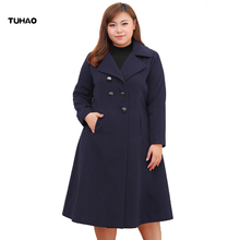 TUHAO-Chaqueta de mezclas de lana para mujer, abrigo largo y cálido de talla grande, 8XL, 9XL, 10XL, para oficina, Invierno 2024 - compra barato